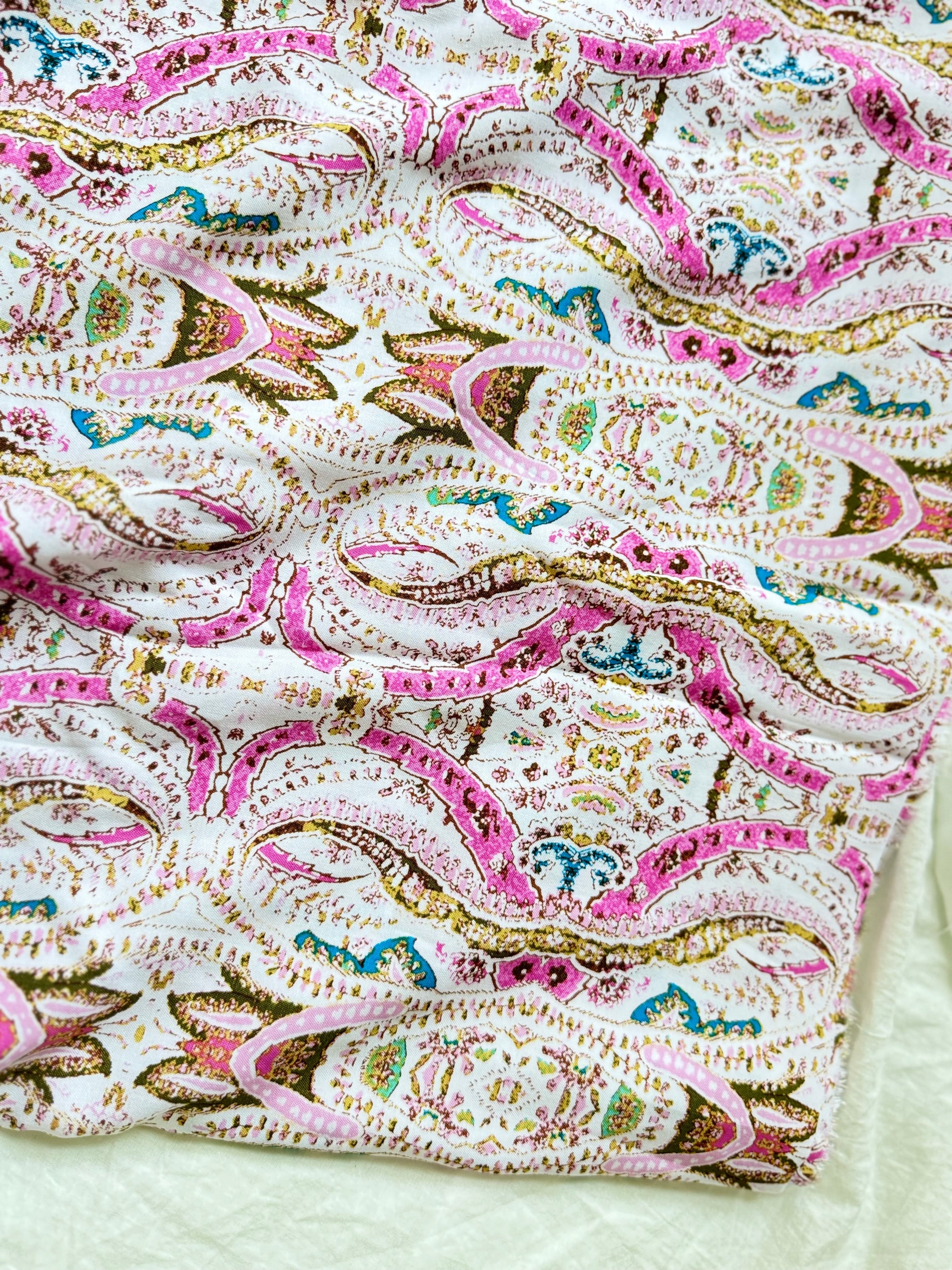 Pink Paisley Soft Rayon Challis Fabric — 3.28 yd