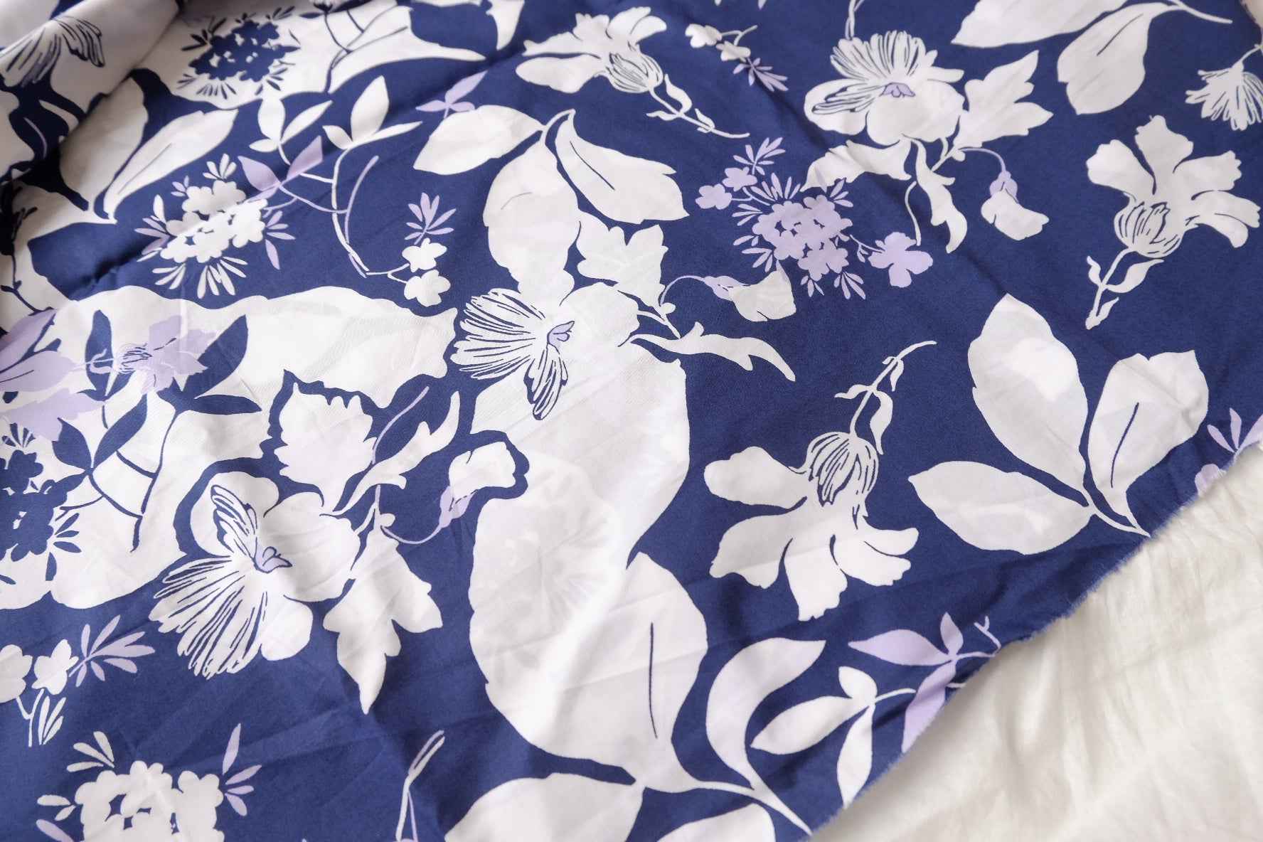 Navy Floral Silhouette 100s Cotton Fabric - 3.28 yd