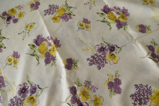 Purple & Yellow Floral Linen Cotton Blend Fabric – 3.3 yd