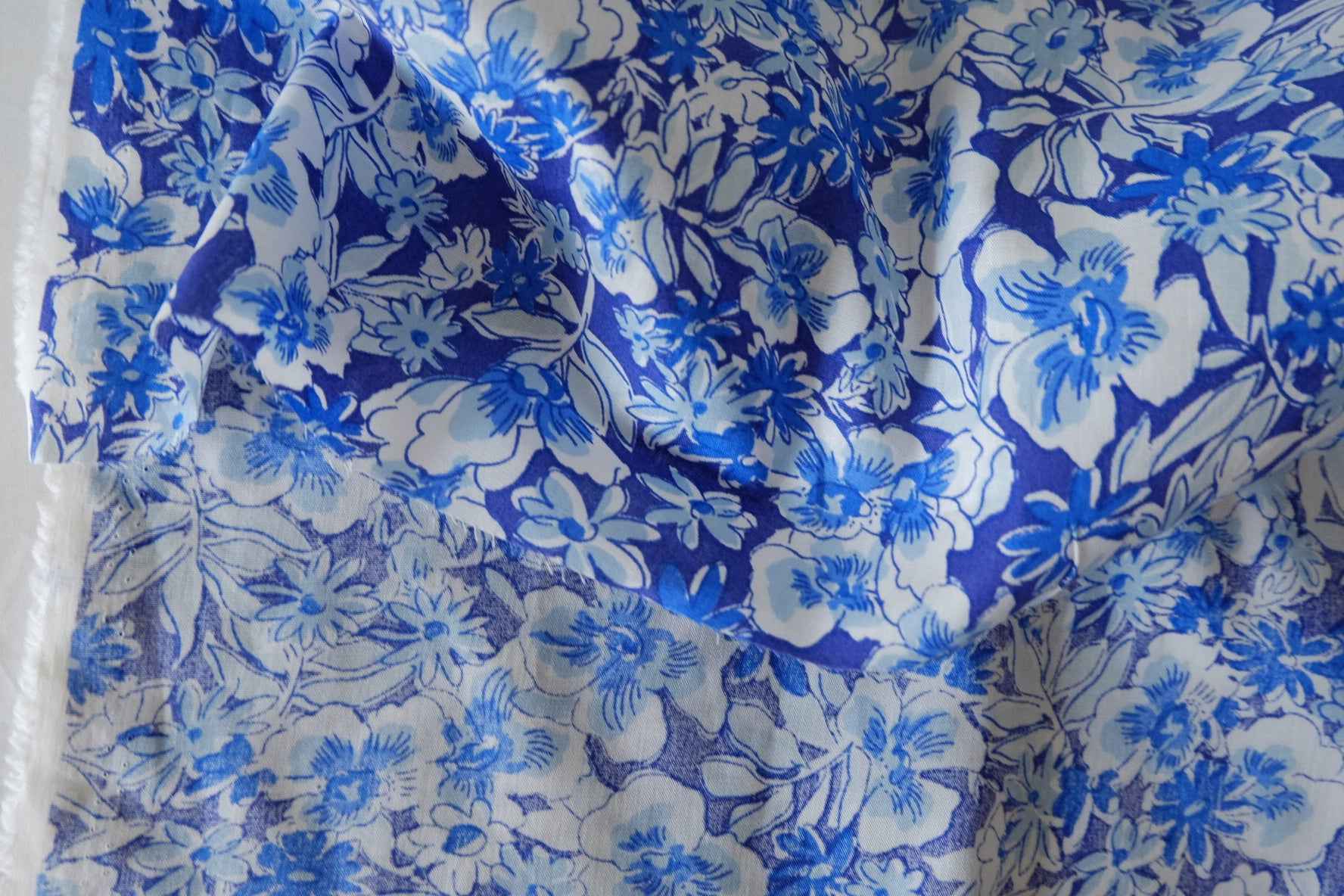 Blue Floral Cotton Poplin Fabric – 3.3 yd