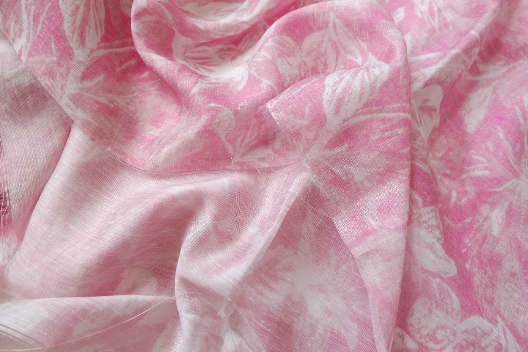 Pink Floral Tencel Ramie-Blend Fabric - 1.64 yd
