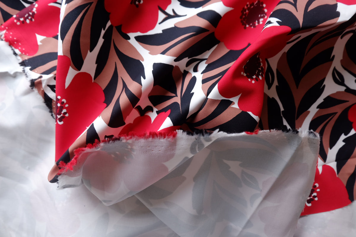Red Floral Heavy Cotton Sateen – 1.6 yd