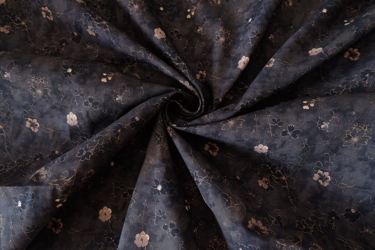 Midnight Wildflowers – Vintage Floral Cotton Canvas | 3.3 yards
