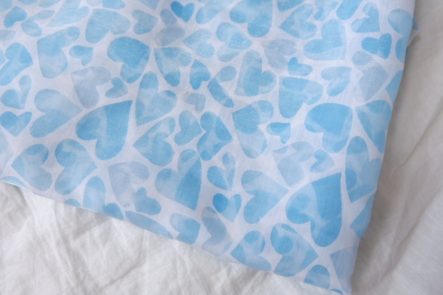 Sheer Blue Heart Tencel Fabric — 3.28 yd