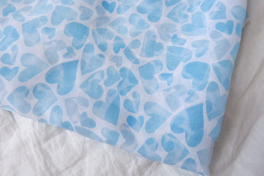 Sheer Blue Heart Tencel Fabric — 3.28 yd