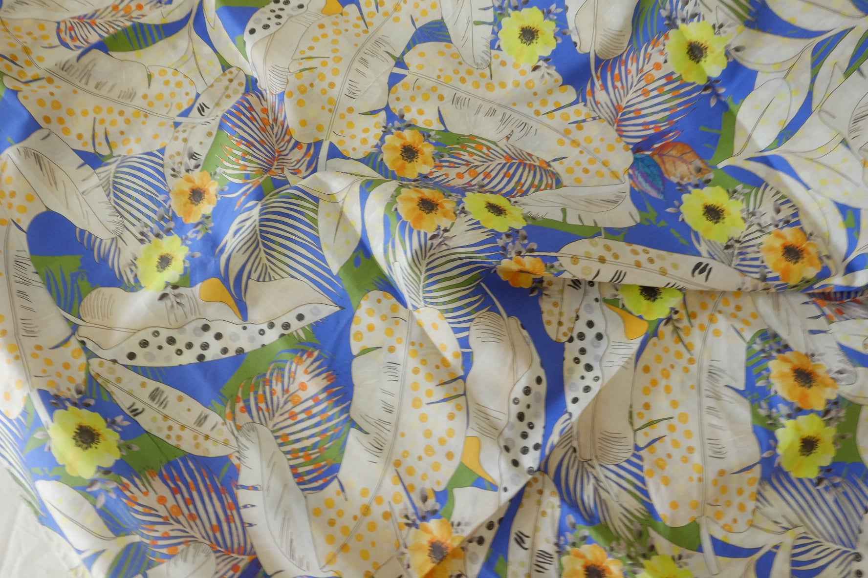 Tropical Feather Floral Lightweight Cotton Lawn Fabric –  4 yd