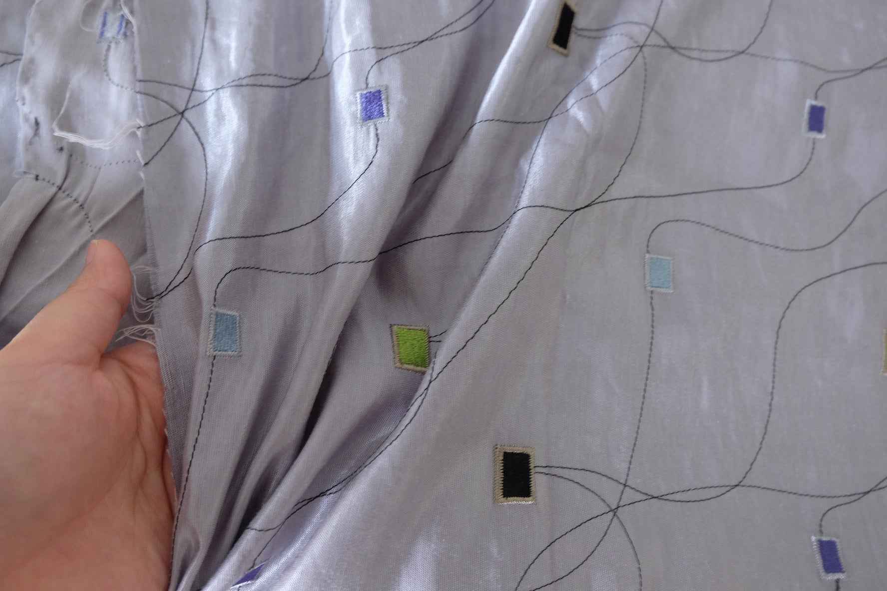 Embroidered Satin Polyester Fashion Fabric – 2.2 yd