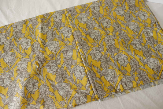 Mustard Botanical Cotton Lawn Fabric – 3.3 yd