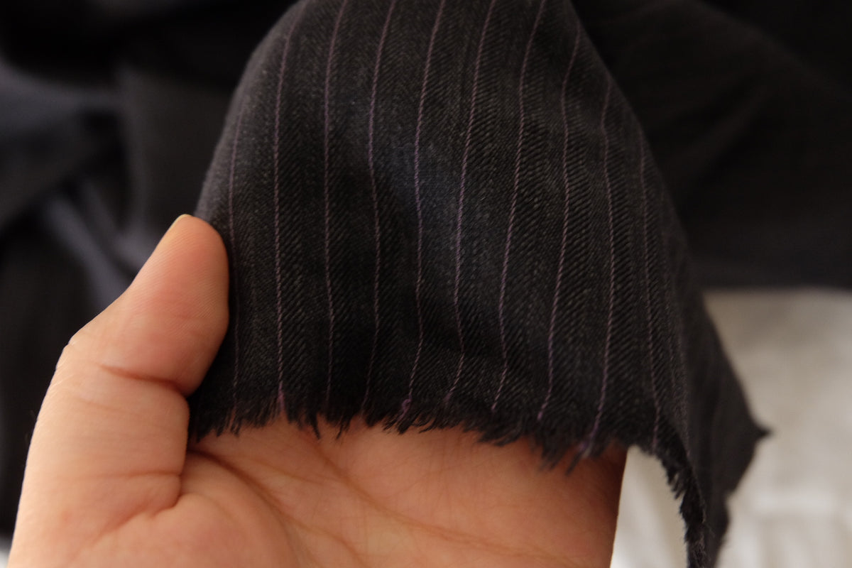 Charcoal Pinstripe Wool Blend Suiting – 2.2 yd