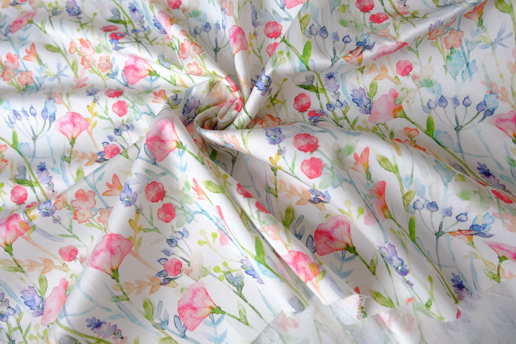 Watercolor Wildflower Silky Stretch Cotton Sateen — 2.19 yd