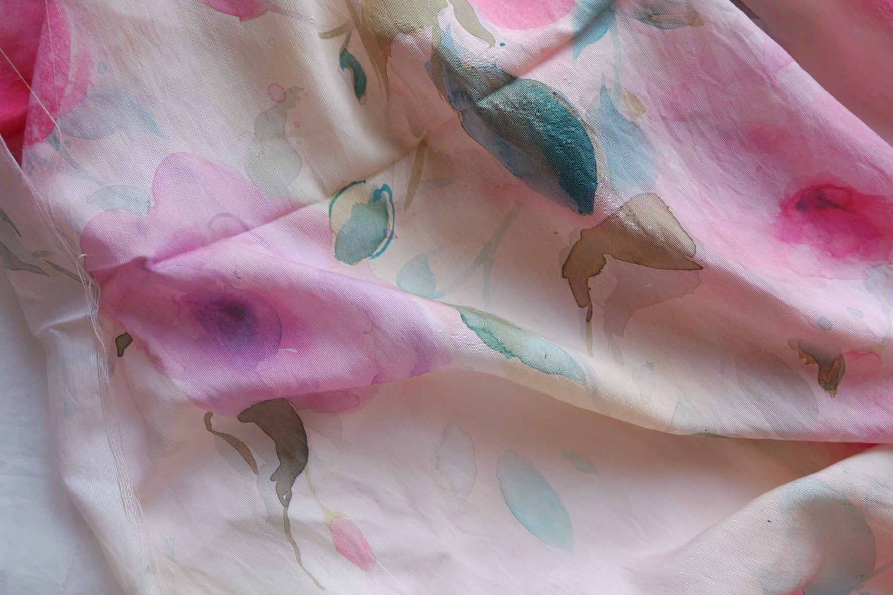 Watercolor Rose Cotton Nylon Blend – 3.3 yd
