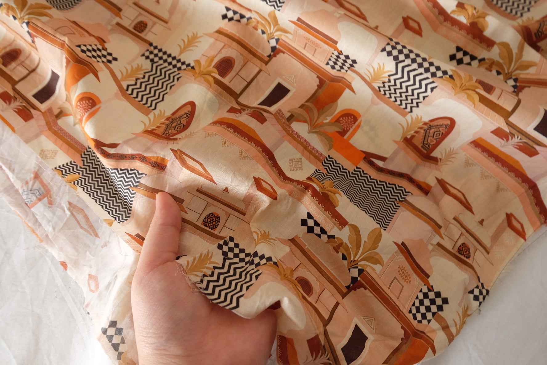 Terracotta Architecture Cotton Lawn Fabric – 1.2 yd