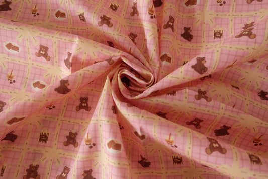 Sweet Little Teddy Bears – Pink Printed Cotton Lawn – 2.2 yd