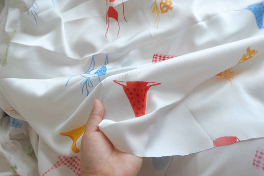 Poolside Bikini Print Satin Fabric - by Meter