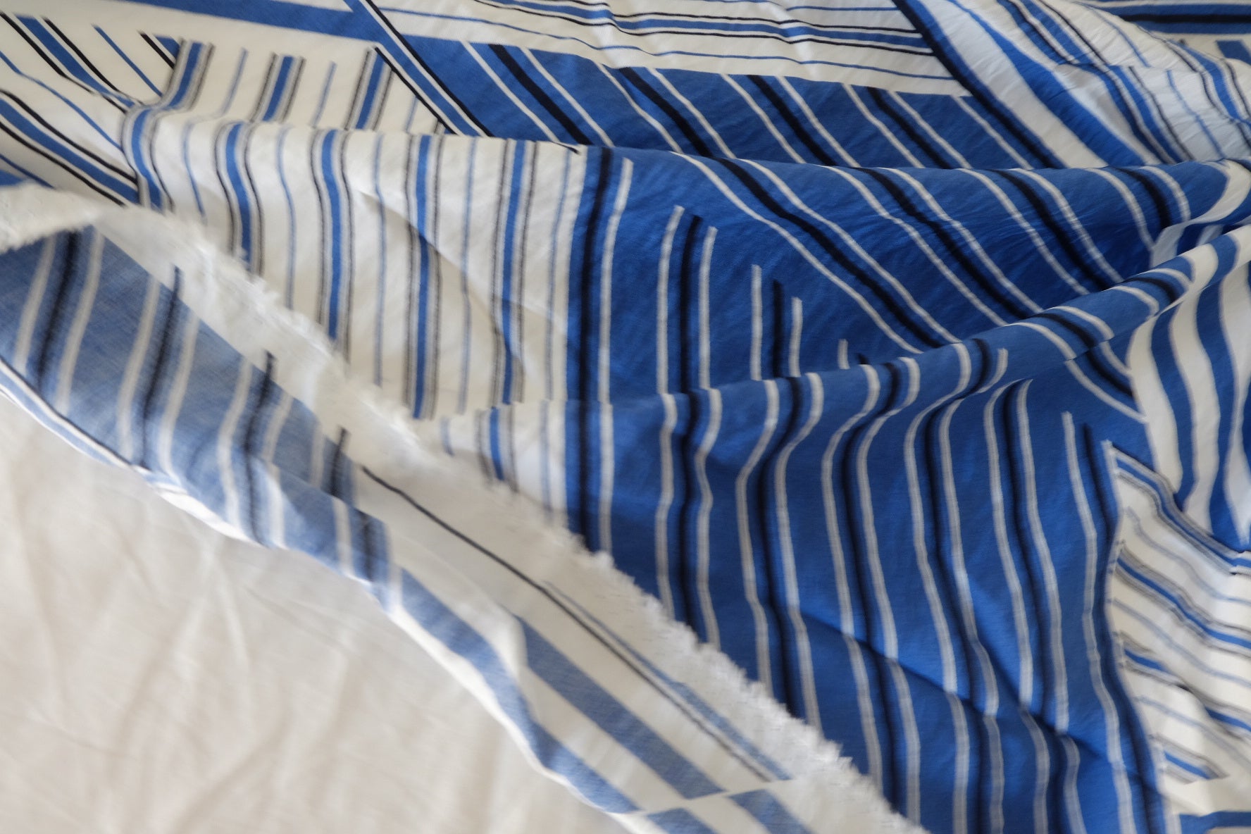 Blue Stripe Tencel Cotton Fabric – 2.2 yd