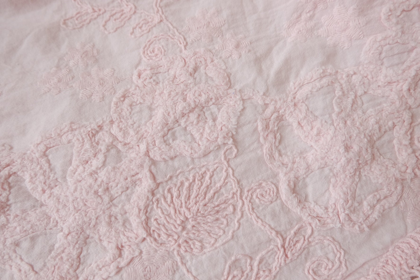 Blush Double-Border Embroidered Pima Cotton, 2.19 Yards