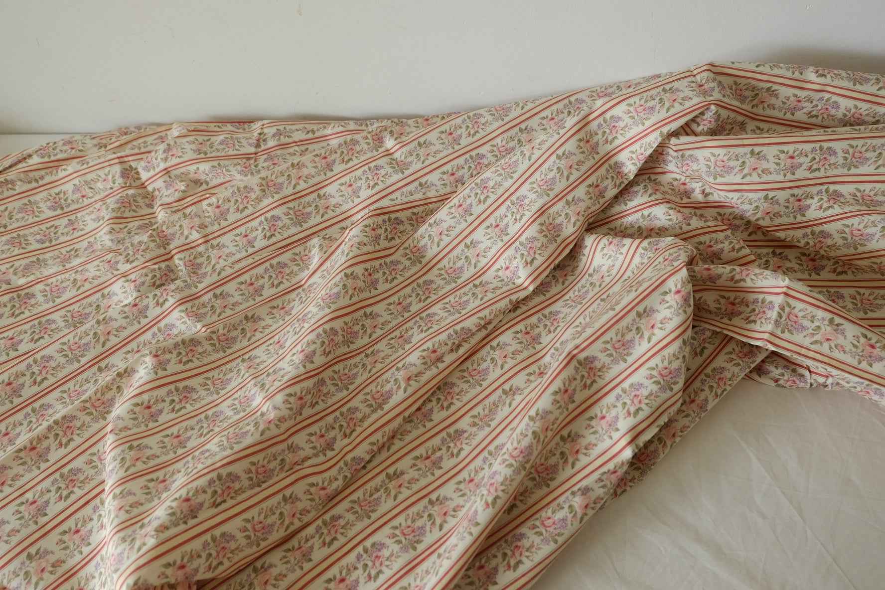 Vintage Rose Stripe Cotton Lawn Fabric – 3.3 yd