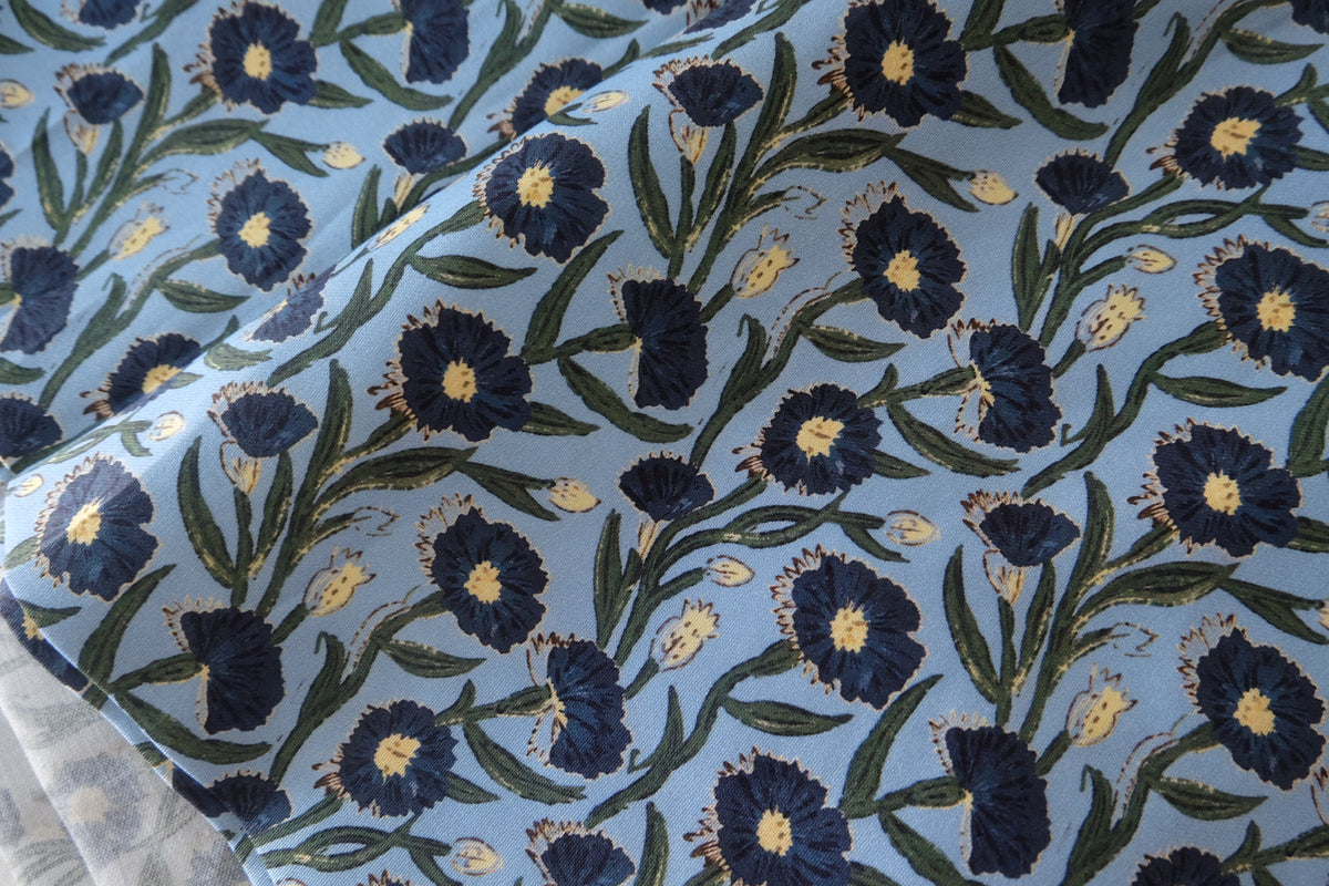 Midnight Blue Blooms Cotton Sateen – 2.19 yd