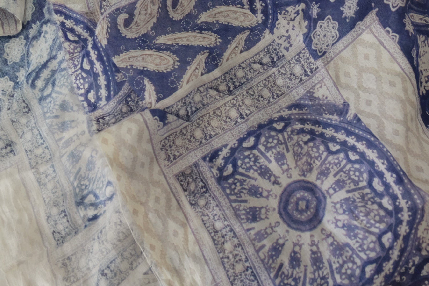 Blue Paisley Patchwork Ramie Fabric – 3.3 yd