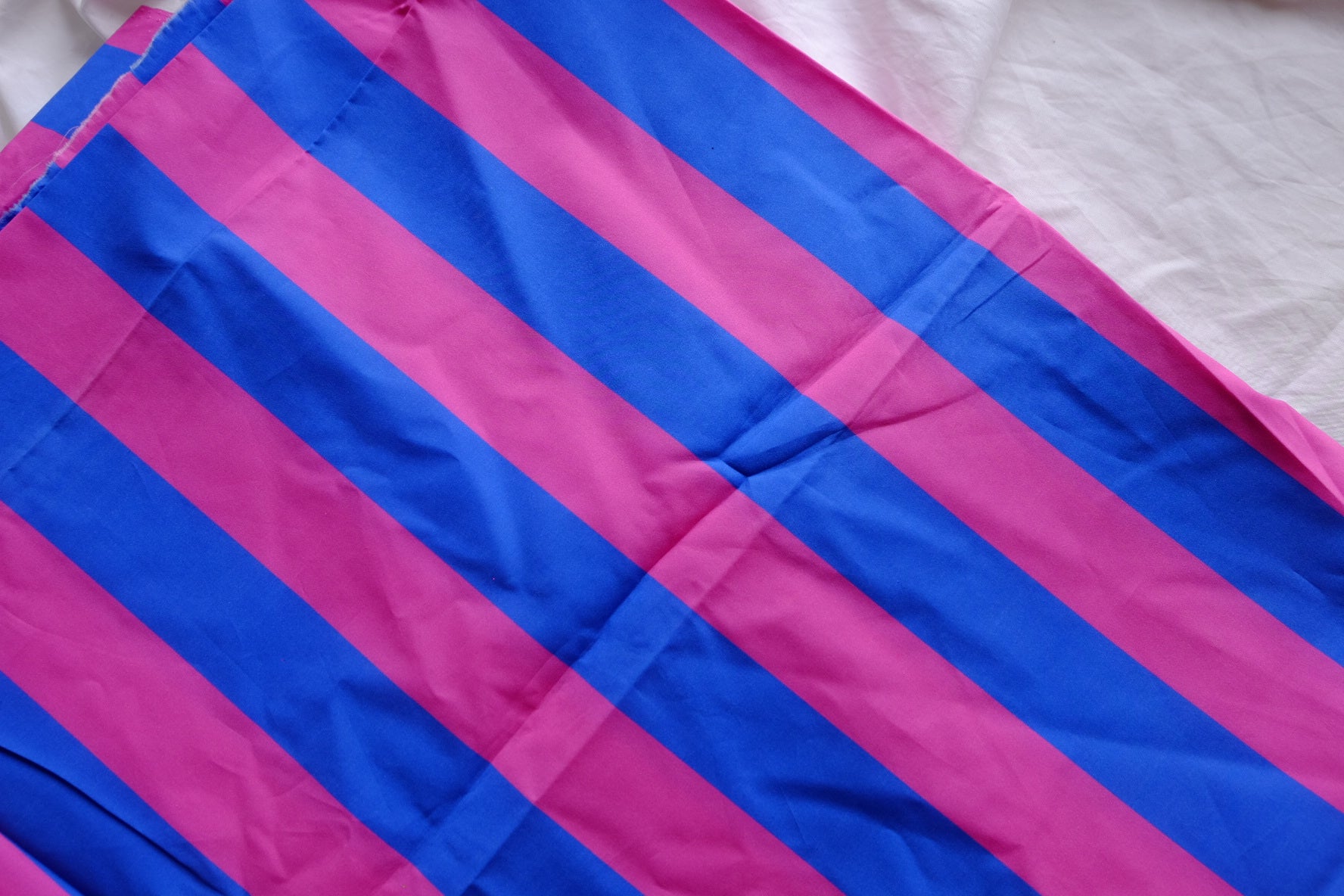 Pink & Cobalt Stripe High-Density Cotton Poplin – 3.9 yd