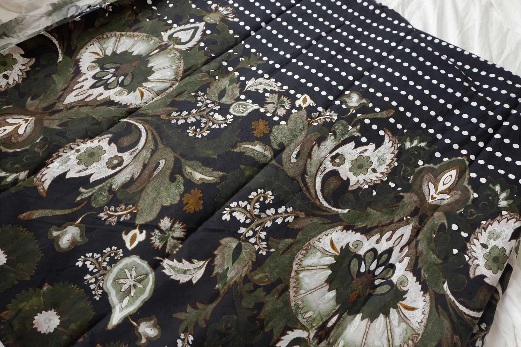 Black Border Print Cotton Poplin Fabric - 2.19 yd