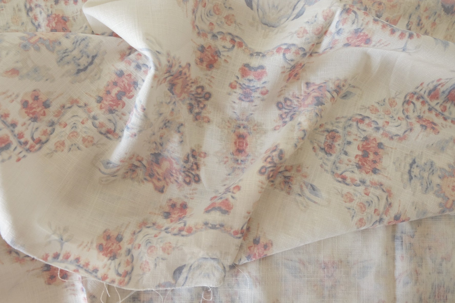 Soft Washed Floral Linen Cotton Fabric – 1.6 yd