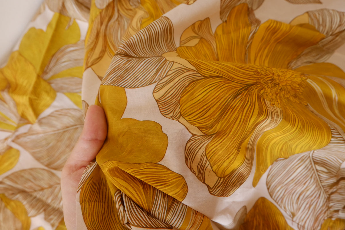 Golden Botanical Floral Cotton Lawn – 2.30 yd