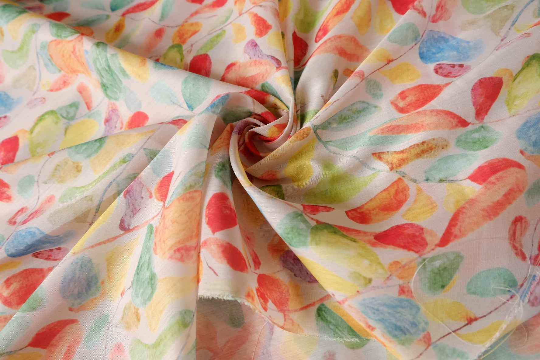 Watercolor Leaf Nylon Chiffon Fabric - 1.64 Yards