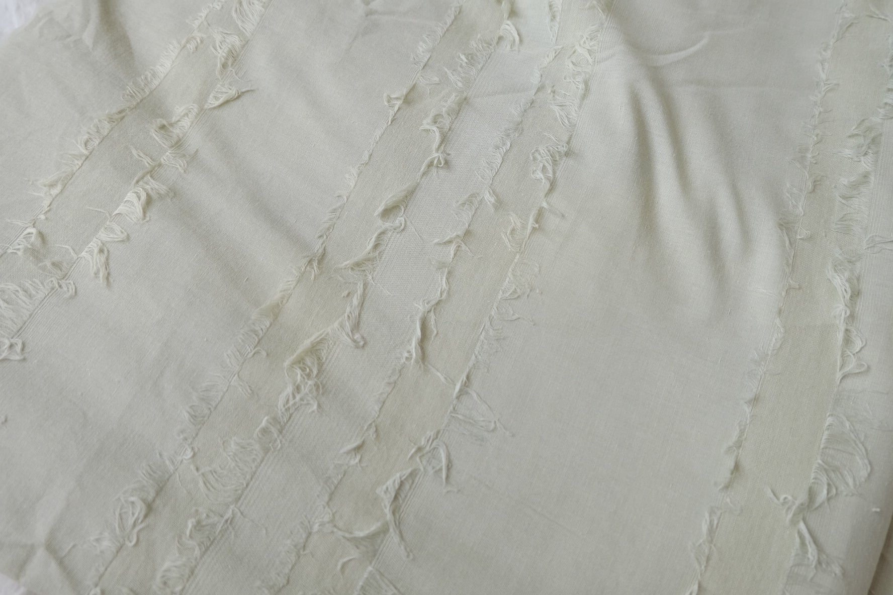 Soft Sage Fringed Stripe Cotton, 1.64 Yards