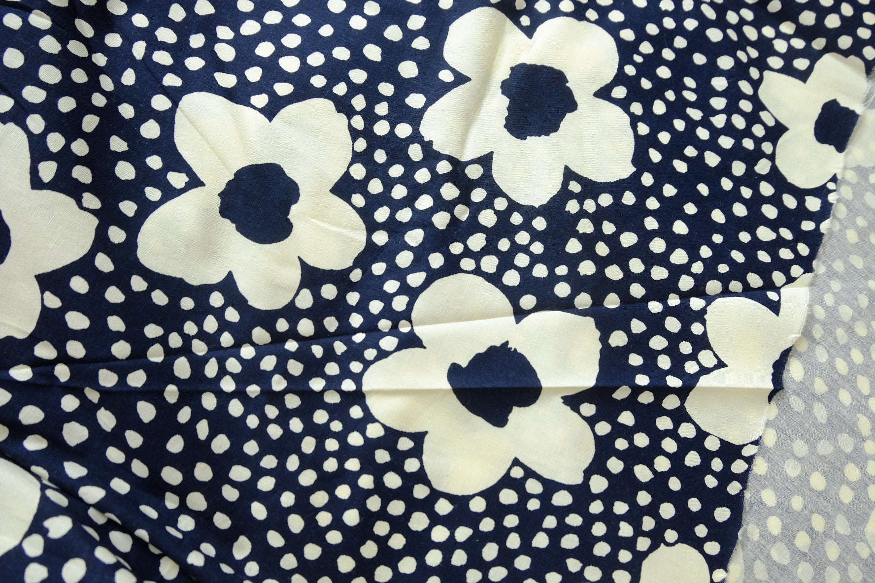 Navy Graphic Floral Cotton Poplin (2.2 Yards)