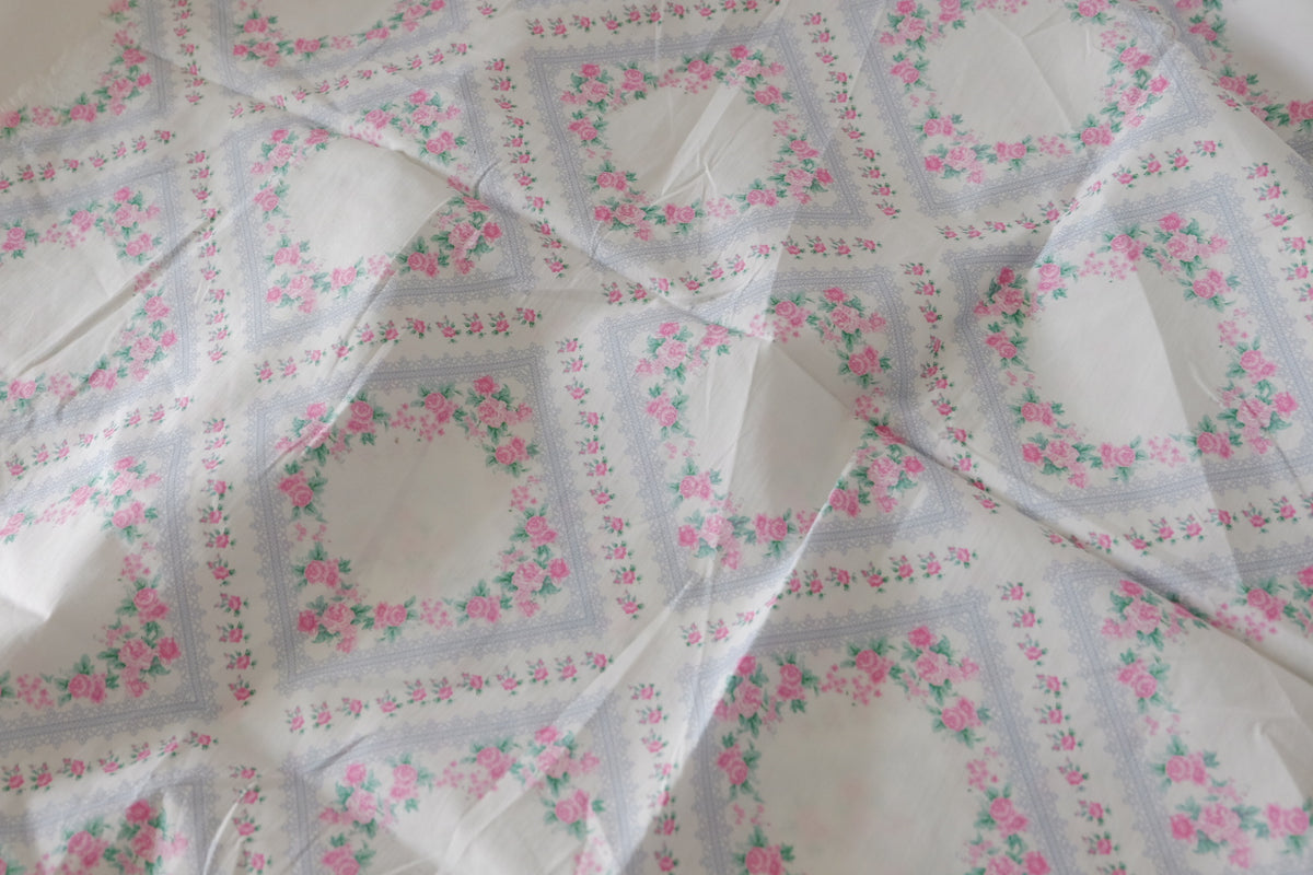 Pink Rose Frame Cotton Poplin – 1.6 yd