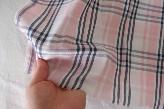 Vintage Pink Plaid Yarn Dyed Cotton Fabric – 2.2 yd