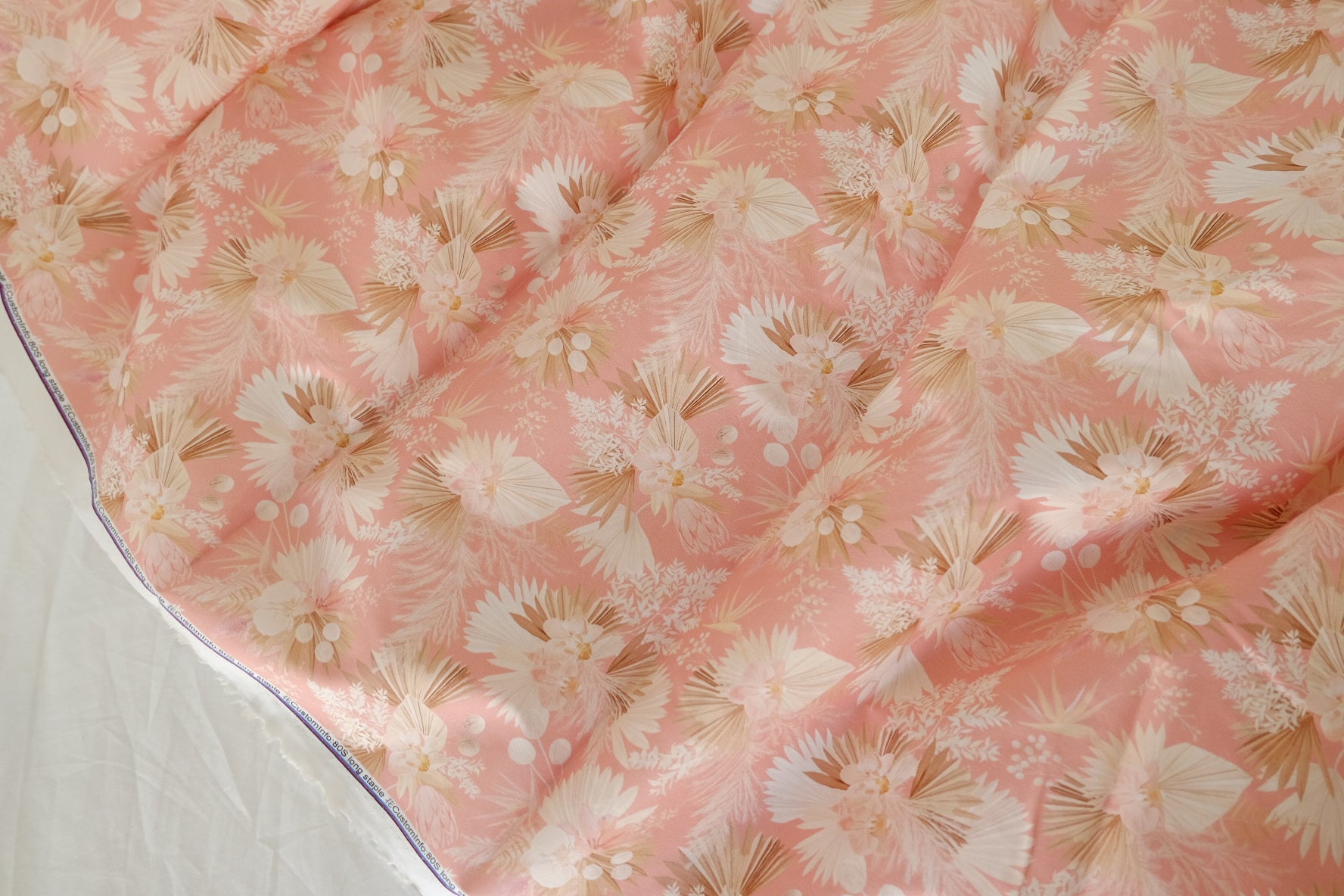 Pink Tropical Floral 80s Cotton Poplin Fabric – 3.3 yd