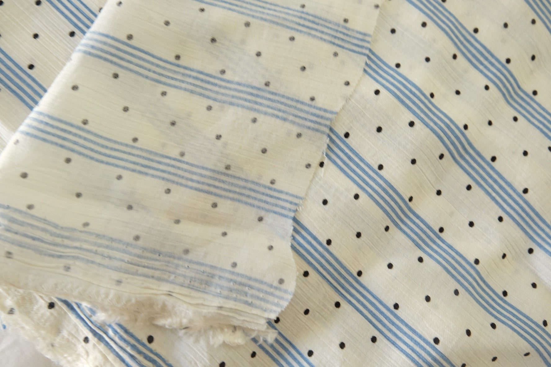 Blue Stripe Dot Tencel Cotton Fabric – 2.2 yd
