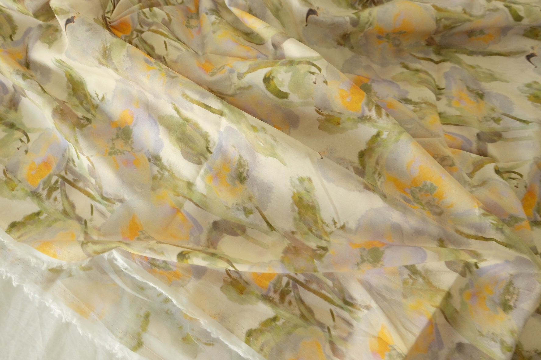 Soft Watercolor Floral Cotton Lawn Fabric – 2.2 yd