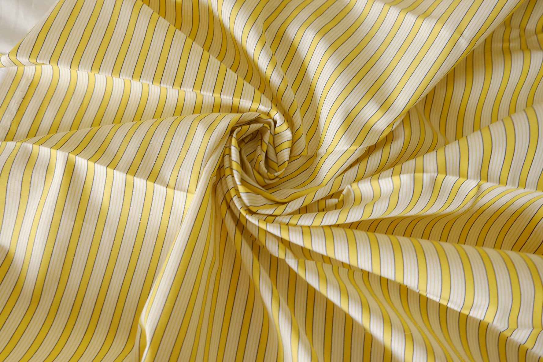 Yellow Striped Crisp Cotton Poplin Fabric – 2.2 yd