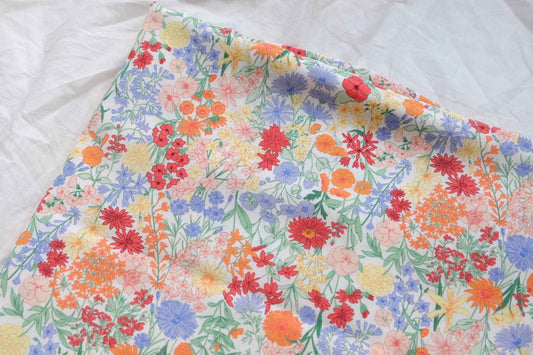 Wildflower Rayon Fabric, Silky Drapey Dress Weight, 3.28 Yards
