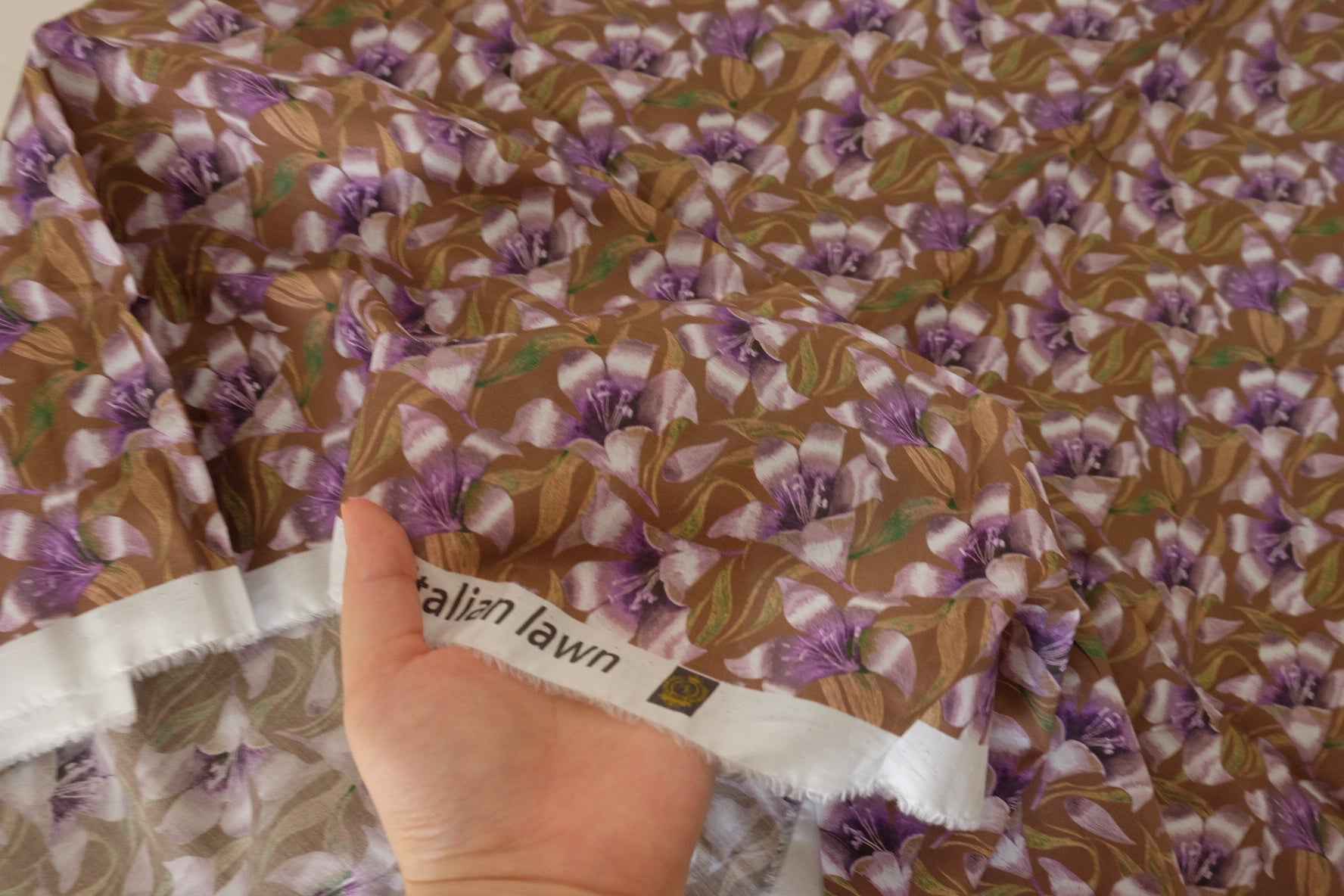 Purple Floral Cotton Lawn Fabric – 2.2 yd
