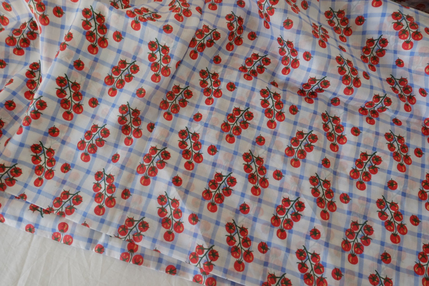 Tomato Check 100s Cotton Fabric – 3.3 yd