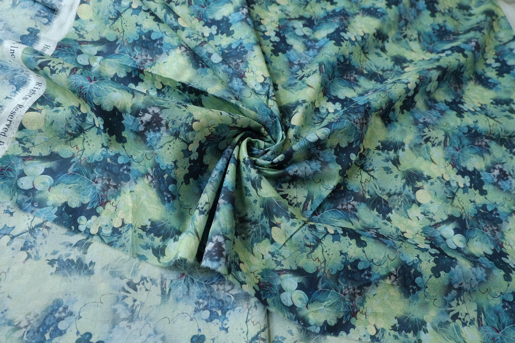Blue Grape Vine Silky 80s Cotton Lawn — 2.19 yd