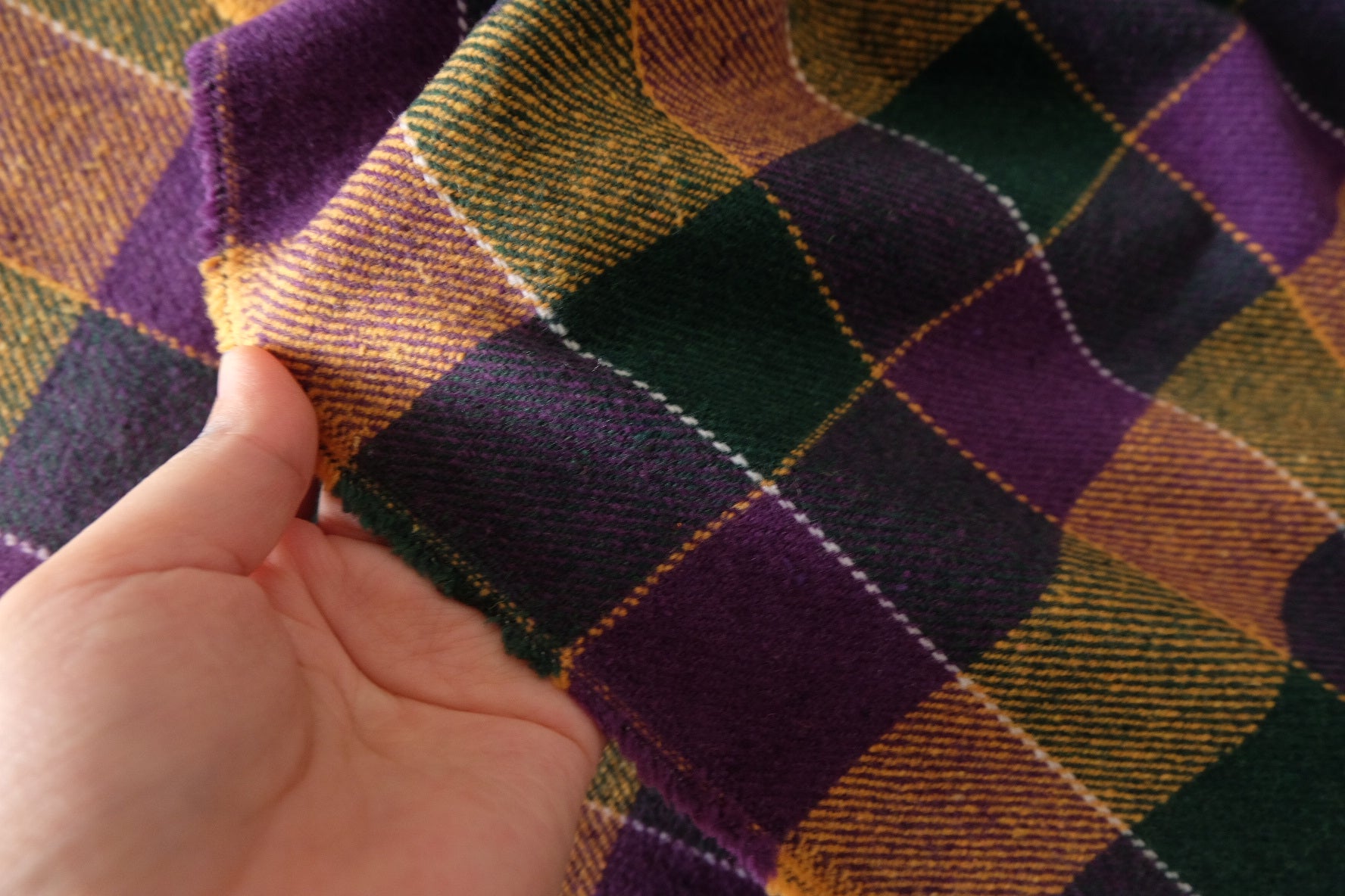 Purple & Green Argyle Wool-Look Coating Fabric – 2.19 yd