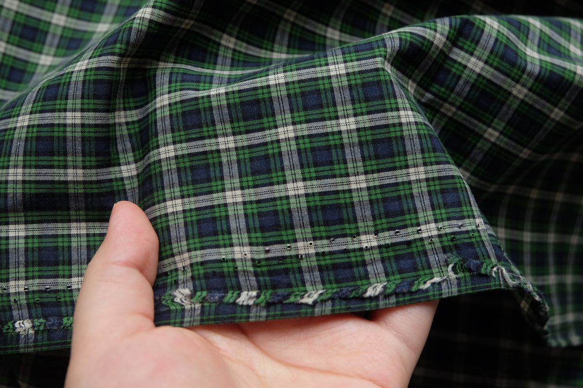 Green & Navy Plaid Yarn-Dyed Cotton – 2.2 yd