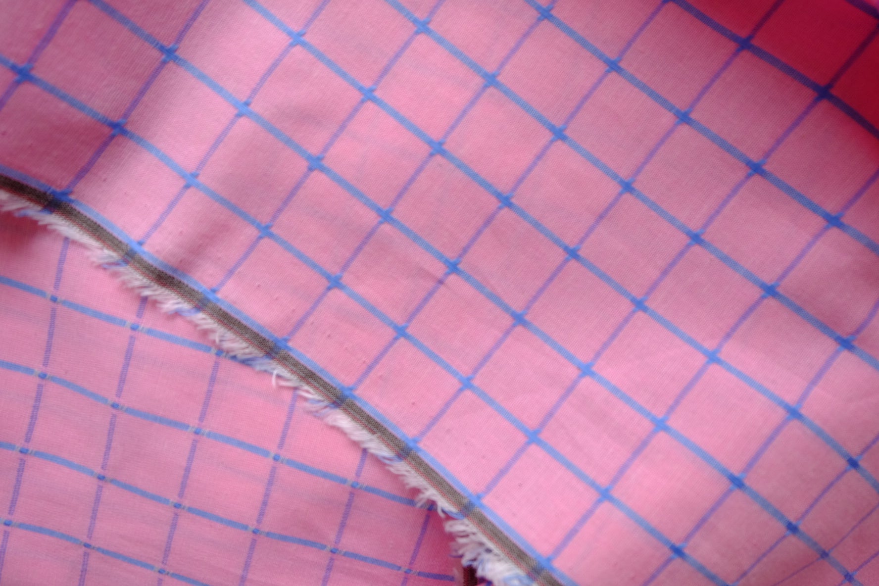 Pink & Blue Windowpane Jacquard Cotton – 2.2 yd
