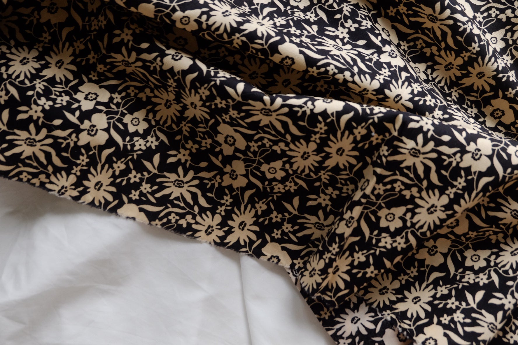 Black & Cream Floral Cotton Poplin – 3.3 yd