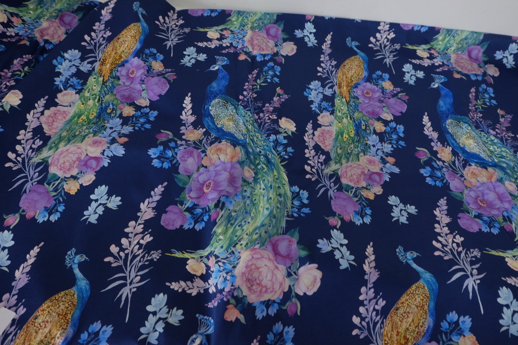 Australian Designer Deadstock Peacock Cotton Sateen Fabric – Sold by the Meter