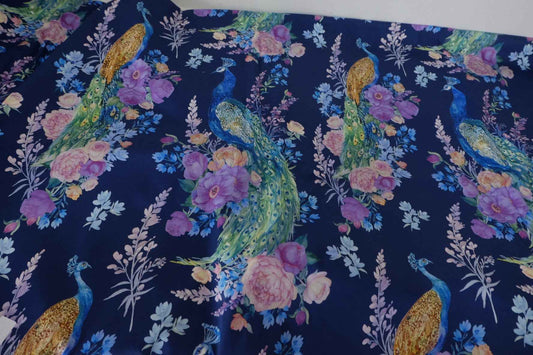 Australian Designer Deadstock Peacock Cotton Sateen Fabric – Sold by the Meter