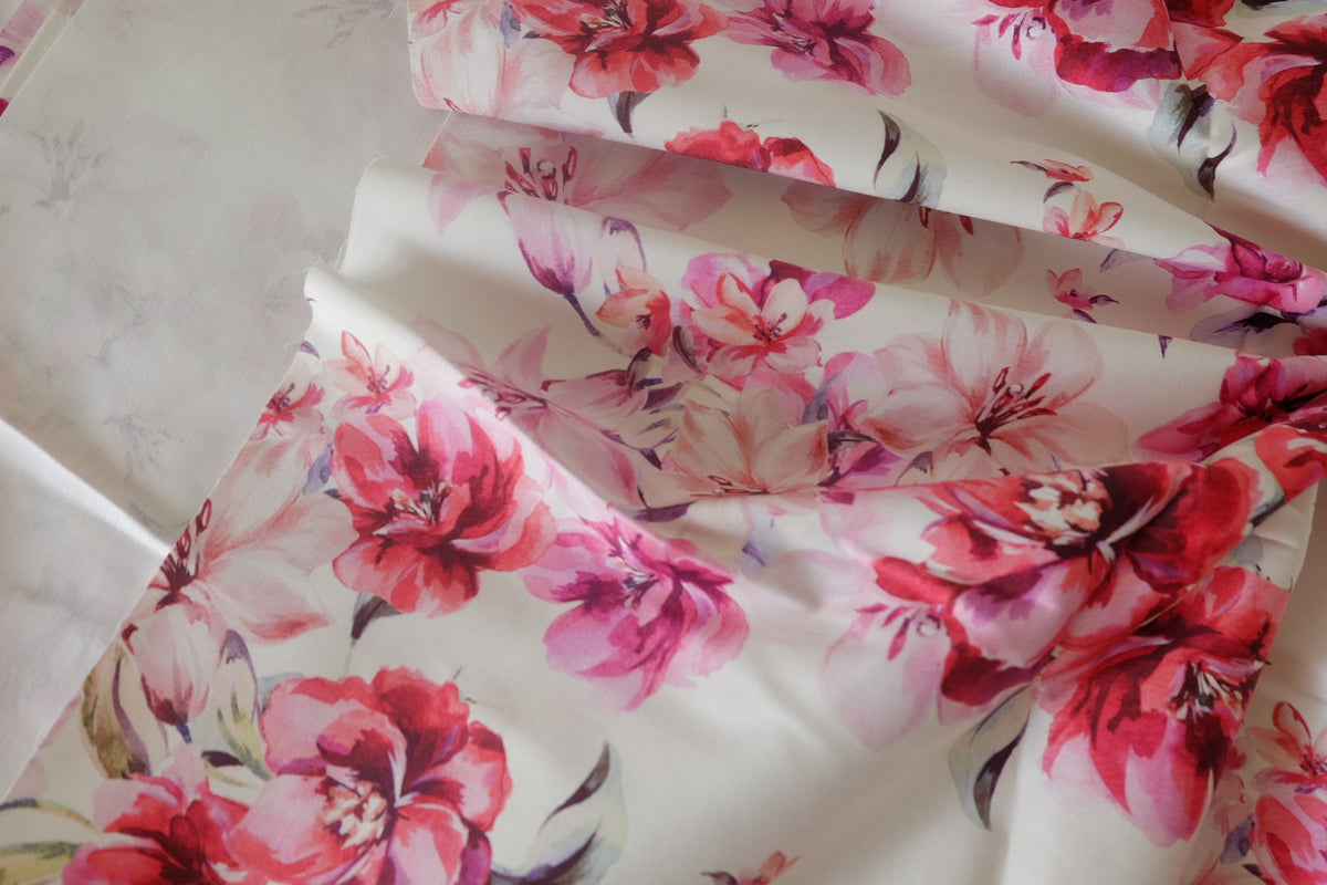 Watercolor Peony Cotton Sateen – 3.3 yd