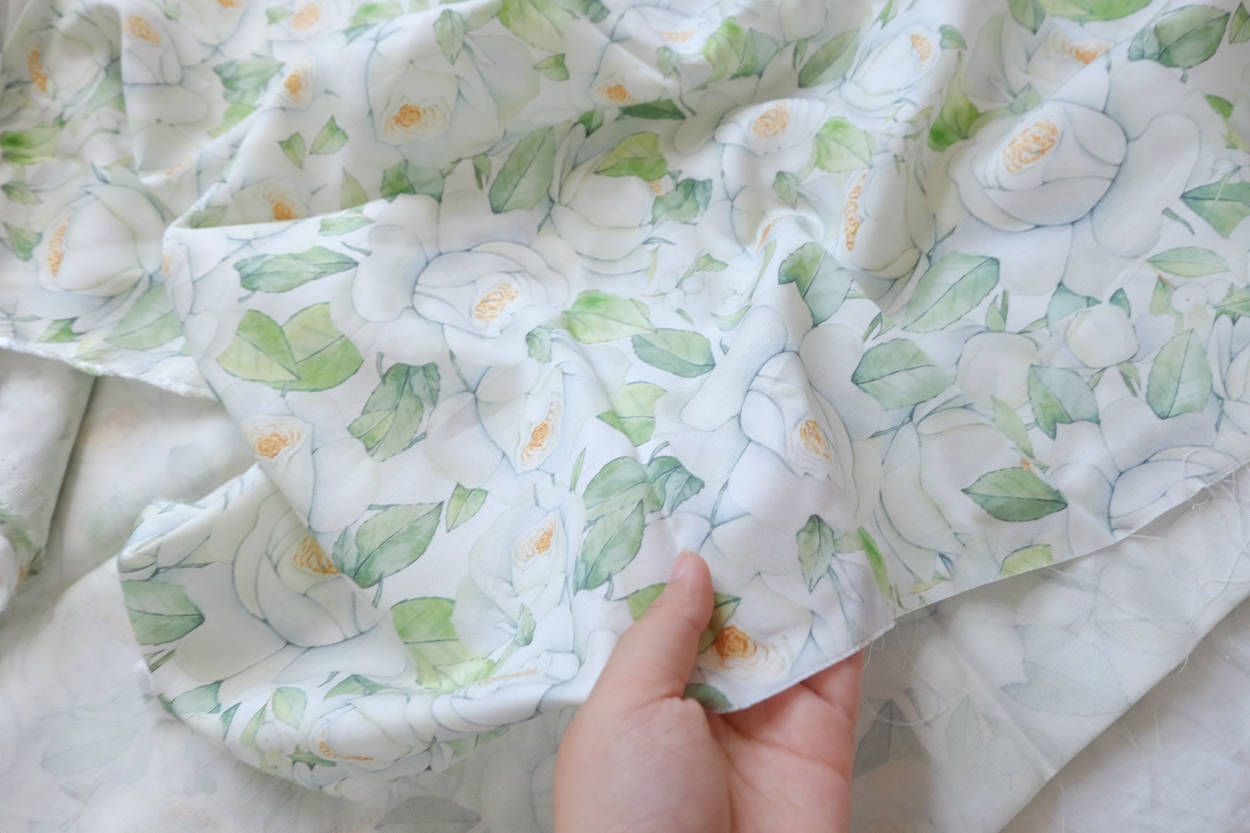 White Camellia Drapey Twill Tencel Fabric - 3.28 yd