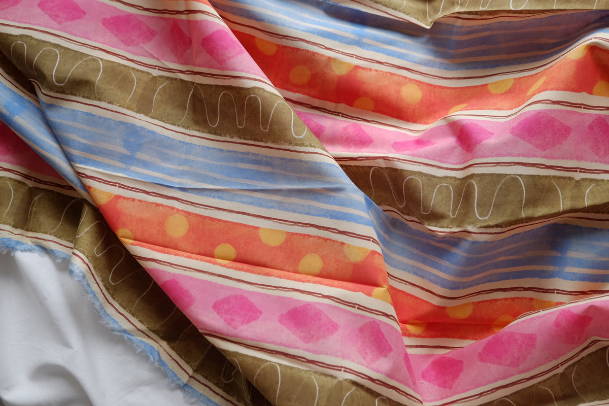 Playful Watercolor Stripe Cotton Lawn – 2 yd