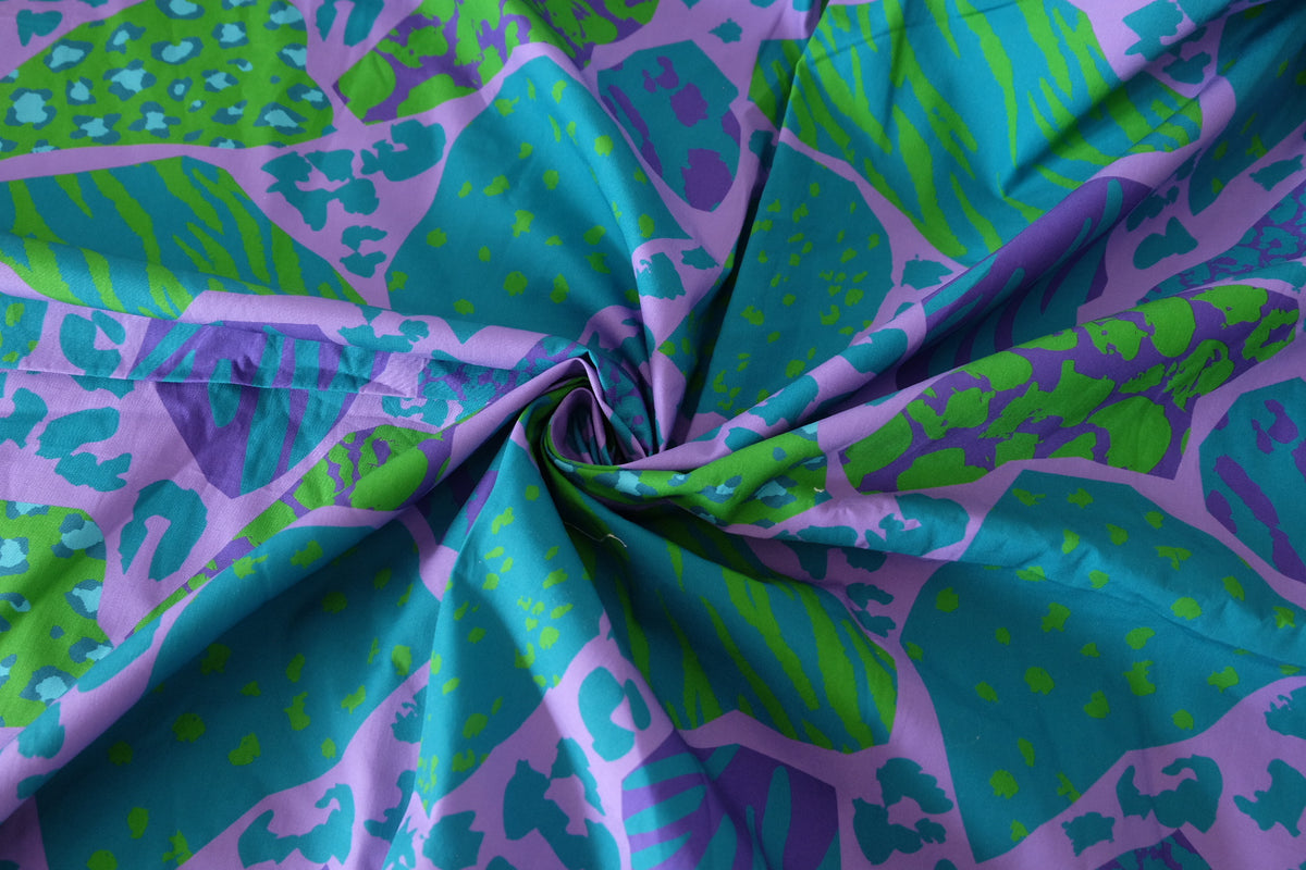 Violet Animal Patchwork High-Density Cotton Poplin – 1.2 yd